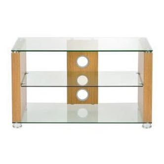  L611-1000-3O Elegance 1000mm TV Stand in Light Oak with Clear Glass