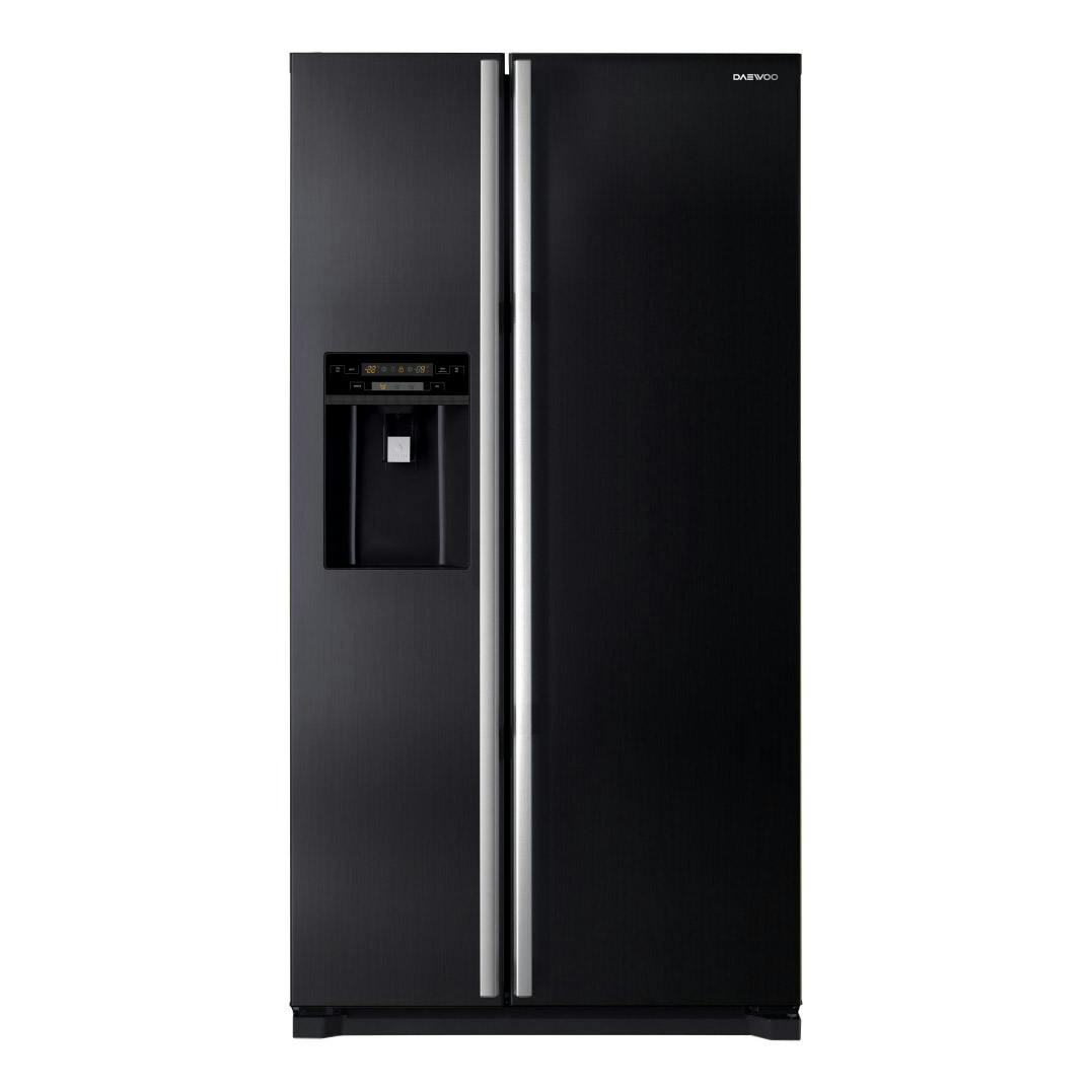 Daewoo FRAX22NP3B American Fridge Freezer in Black Ice+Water NonPlumb