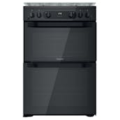 Hotpoint HDM67G0CCB 60cm Double Oven Gas Cooker in Black 84/42L