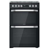 Hotpoint HDM67G9C2CB 60cm Double Oven Dual Fuel Cooker in Black Gas Hob
