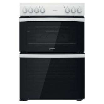 Indesit ID67V9KMWUK 60cm Double Oven Electric Cooker in White Ceramic Hob