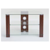  L630-600-3WC Vision 600mm TV Stand in Walnut with Clear Glass