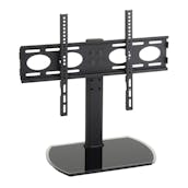  PED64F Black Glass Fixed Tabletop Pedestal TV Stand in Black
