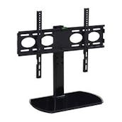  PED64S Black Glass Swivel Tabletop Pedestal TV Stand in Black