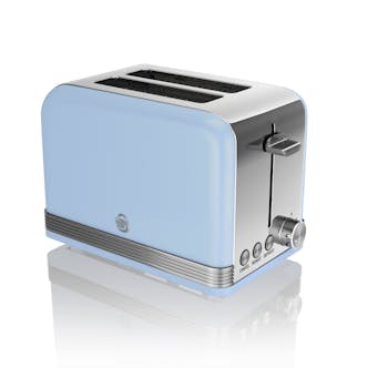 Swan ST19010BLN 2 Slice Retro Style Toaster in Blue & Chrome