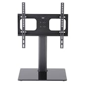  TT44F Black Glass Tabletop Pedestal TV Stand in Black