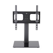  TT44S Black Glass Swivel Tabletop Pedestal TV Stand in Black