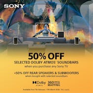 50% Off Selected Sony Soundbars