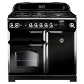 Rangemaster 117630 100cm CLASSIC Gas Range Cooker in Black & Chrome Trim