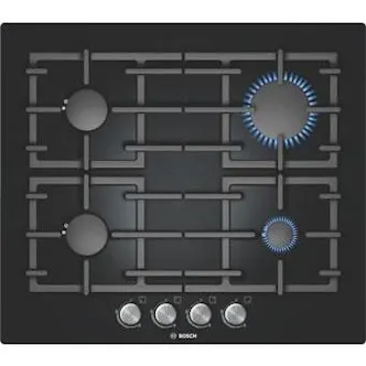 Bosch PPP616B91E 60cm Classixx 4 Burner Gas Hob on Black Glass