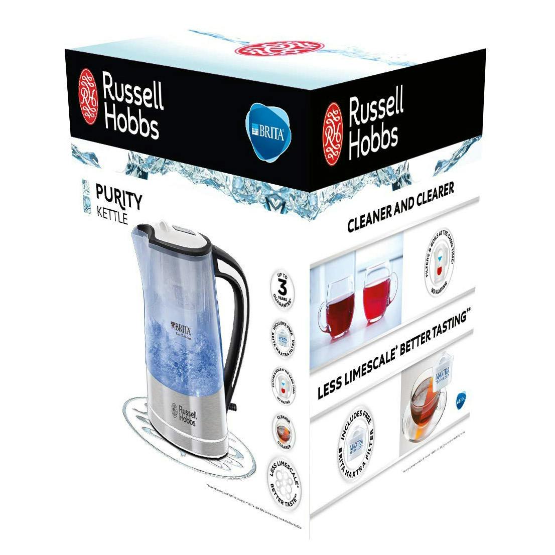 Russell Hobbs 22851 1.0 Litre Purity Transparent Kettle 3.0kW Brita Filter