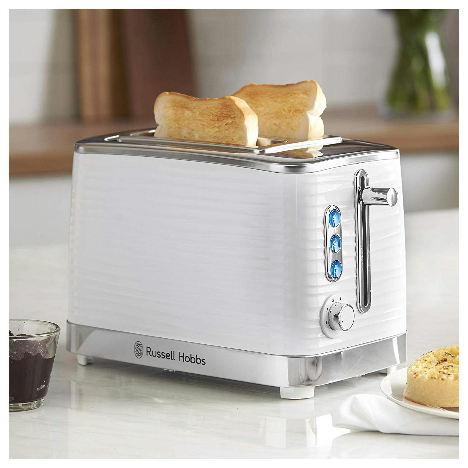 Russell Hobbs 24370 Inspire 2 Slice Toaster in White, High Lift Feature