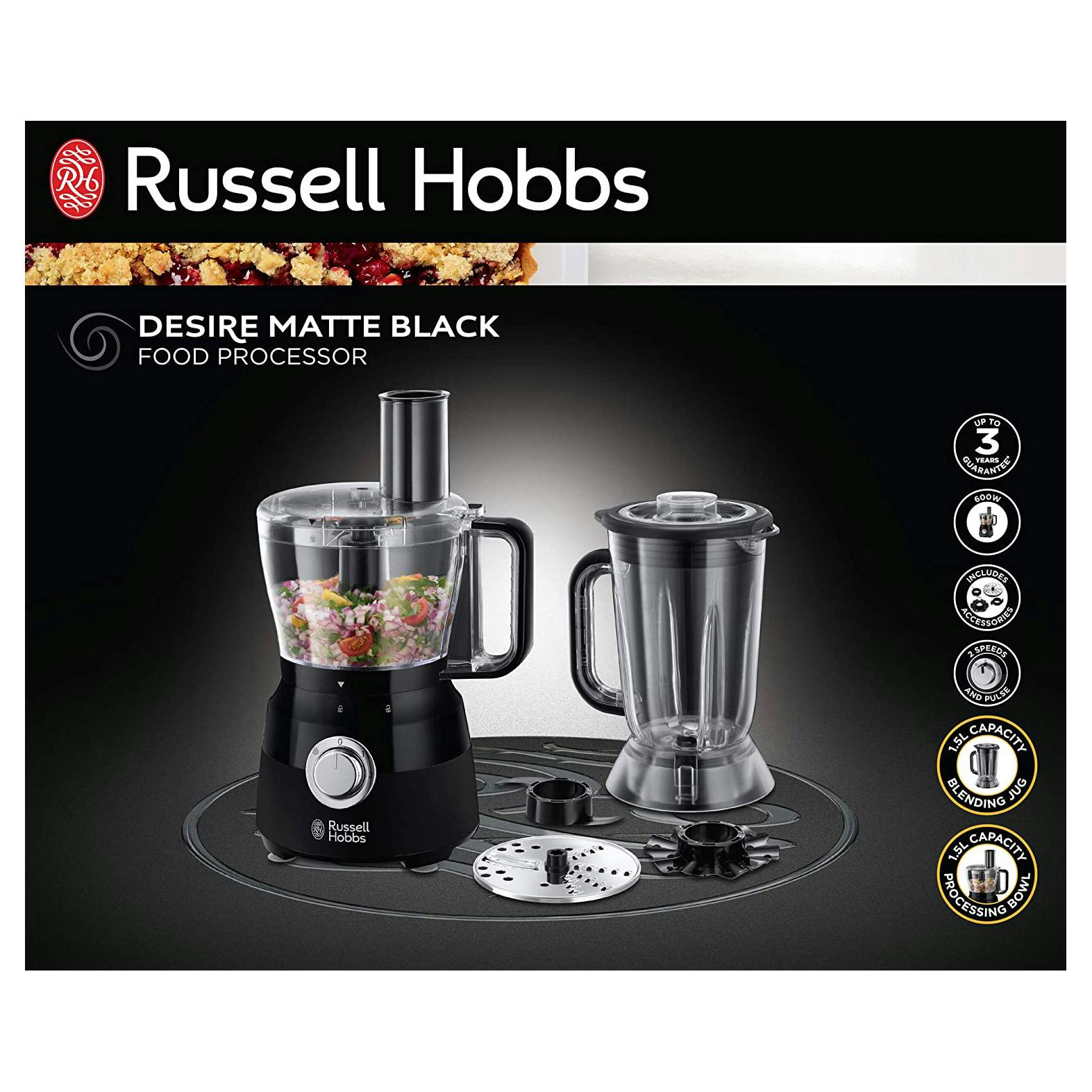 Russell Hobbs 24732 DESIRE Food Processor and Jug Blender in Matt Black