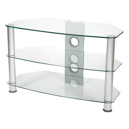 clear glass tv stand