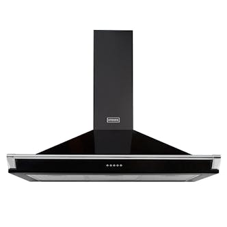 Stoves 444410249 110cm Richmond Chimney Hood in Black with Chrome Rail