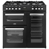 Belling 444411793 90cm Wide Cookcentre Dual Fuel Range Cooker in Black