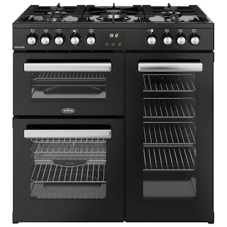 Belling 444411793 90cm Wide Cookcentre Dual Fuel Range Cooker in Black