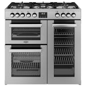 Belling 444411794 90cm Wide Cookcentre Dual Fuel Range Cooker in Stainles