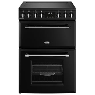 Belling 444411810 60cm Wide Farmhouse Double Oven Cooker in Black Ceramic