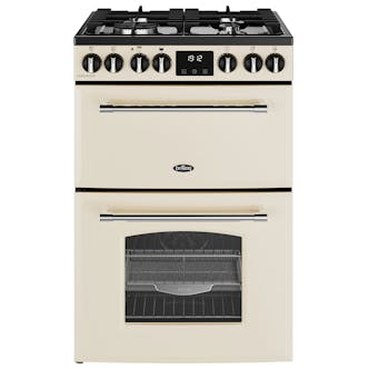 Belling 444411814 60cm Wide Farmhouse Double Oven Dual Fuel Cooker in Cre