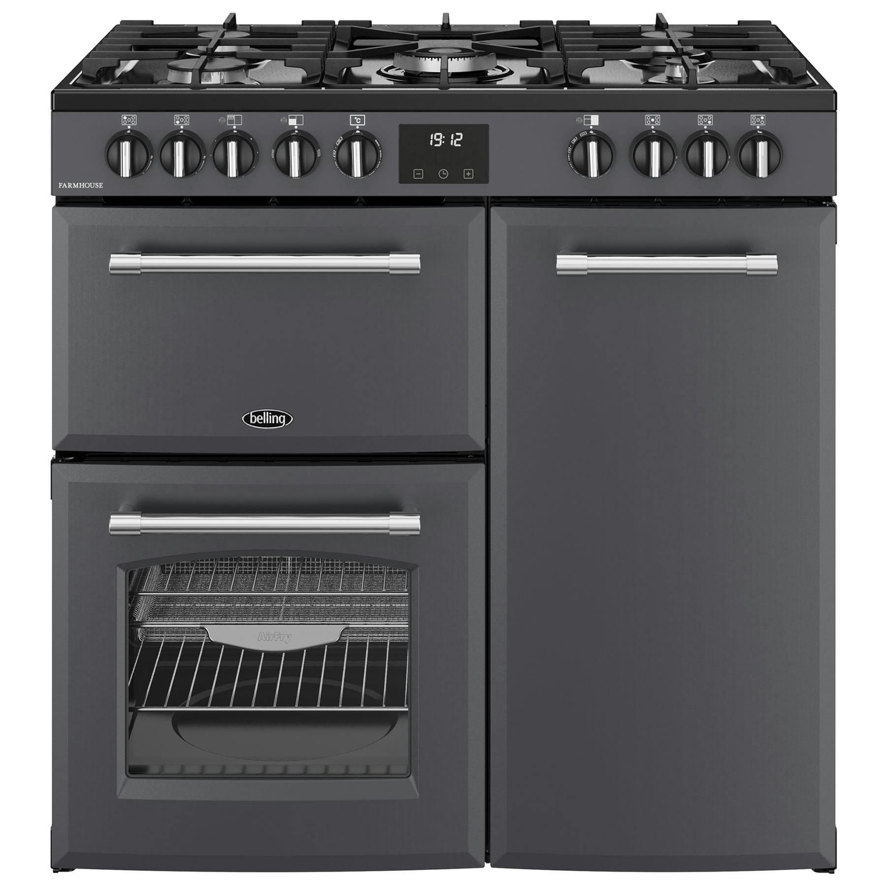 Belling 444411819 90cm Wide Farmhouse Dual Fuel Range Cooker in Anthracite