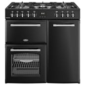 Belling 444411820 90cm Wide Farmhouse Dual Fuel Range Cooker in Black