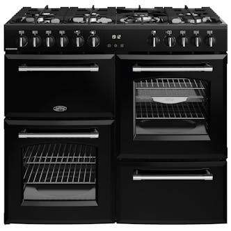 Belling 444411829 100cm Wide Farmhouse Dual Fuel Range Cooker in Black