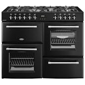 Belling 444411838 110cm Wide Farmhouse Dual Fuel Range Cooker in Black