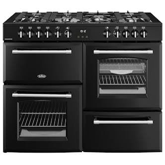 Belling 444411838 110cm Wide Farmhouse Dual Fuel Range Cooker in Black