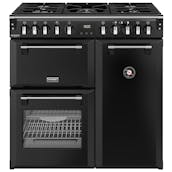 Stoves 444411867 90cm Wide Richmond Deluxe Dual Fuel Range Cooker in Bla