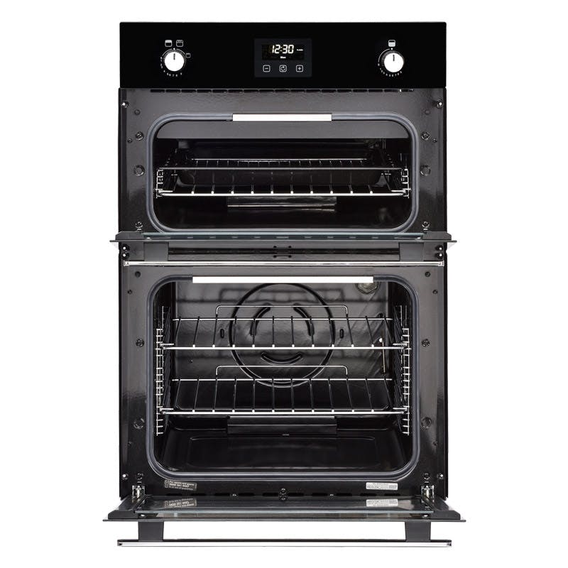 Belling 444444796 Built In Gas Double Oven in Black Programmable Timer