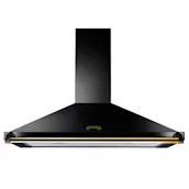Rangemaster 63040 90cm CLASSIC Cooker Hood in Black with Brass Rail