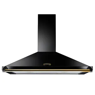 Rangemaster 63040 90cm CLASSIC Cooker Hood in Black with Brass Rail