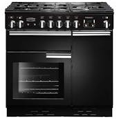 Rangemaster 91630 90cm PROFESSIONAL+ Dual Fuel Range Cooker in Black