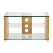  L611-1000-3O Elegance 1000mm TV Stand in Light Oak with Clear Glass
