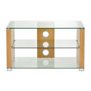  L611-1200-3O Elegance 1200mm TV Stand in Light Oak with Clear Glass