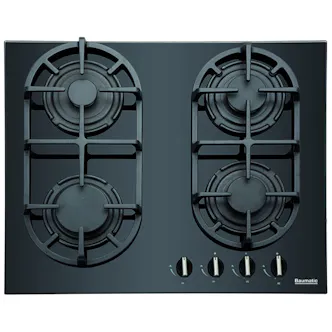 Baumatic BGG60 60cm Gas on Glass Hob in Black Glass Front Controls