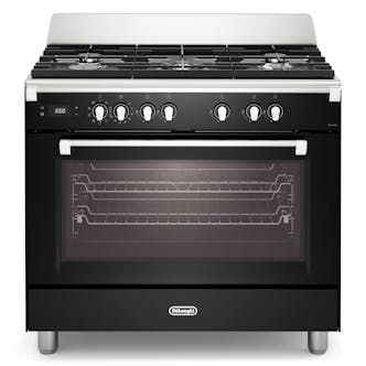 DeLonghi BS965MXN 90cm Wide Bassano Dual Fuel Range Cooker in Gloss Black