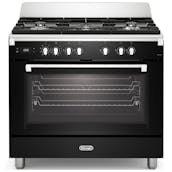 DeLonghi BS965MXN 90cm Wide Bassano Dual Fuel Range Cooker in Gloss Black