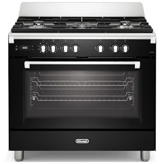 DeLonghi BS965MXN 90cm Wide Bassano Dual Fuel Range Cooker in Gloss Black