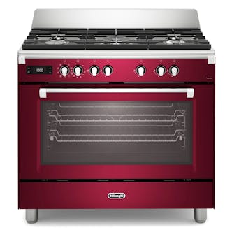 DeLonghi BS965MXR 90cm Wide Bassano Dual Fuel Range Cooker in Burgundy