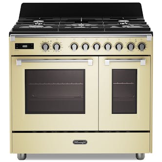 DeLonghi BS965TMAC 90cm Wide Bassano Dual Fuel Range Cooker in Cream