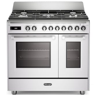 DeLonghi BS965TMXW 90cm Wide Bassano Dual Fuel Range Cooker in White