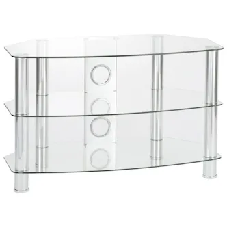 TTAP C303C-12003C Vantage Curve 1200mm TV Stand in Chrome/Clear Glass