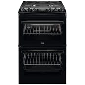 AEG CGX1130ACB 55cm Gas Cooker in Black Double Oven Glass Lid