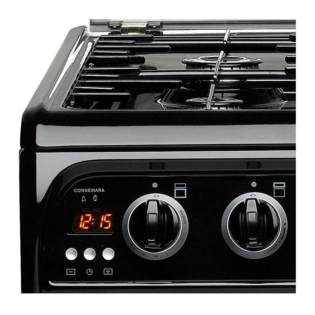 Cannon CH50GCIK 50cm Single Twin Cavity Gas Cooker in Black, Glass Lid
