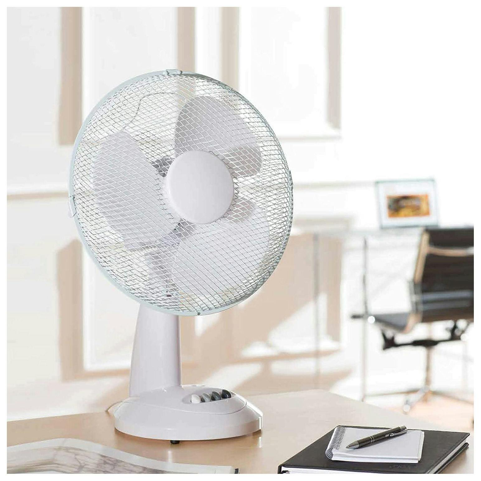3 Speed Settings Sturdy Base One Size Easy-to-Use Key Switch Portable Fan for Home or Small Office Fine Elements COL1252 16-Inch Stand Ideal Cooling System-White 