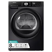 Hisense DH3S802BB3 8kg Heat Pump Condenser Dryer in Black A+++ Rated Conne