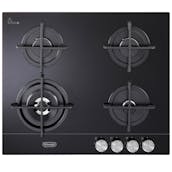DeLonghi DNSL460NCM 4 Burner Gas Hob in Black Glass Includes 3.5 kW Double