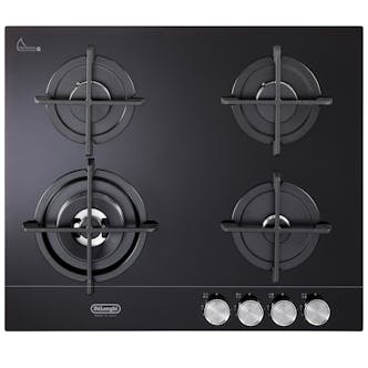 DeLonghi DNSL460NCM 4 Burner Gas Hob in Black Glass Includes 3.5 kW Double